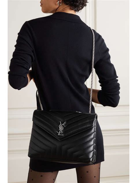 quilting ysl black bag|SAINT LAURENT Loulou medium quilted leather shoulder bag.